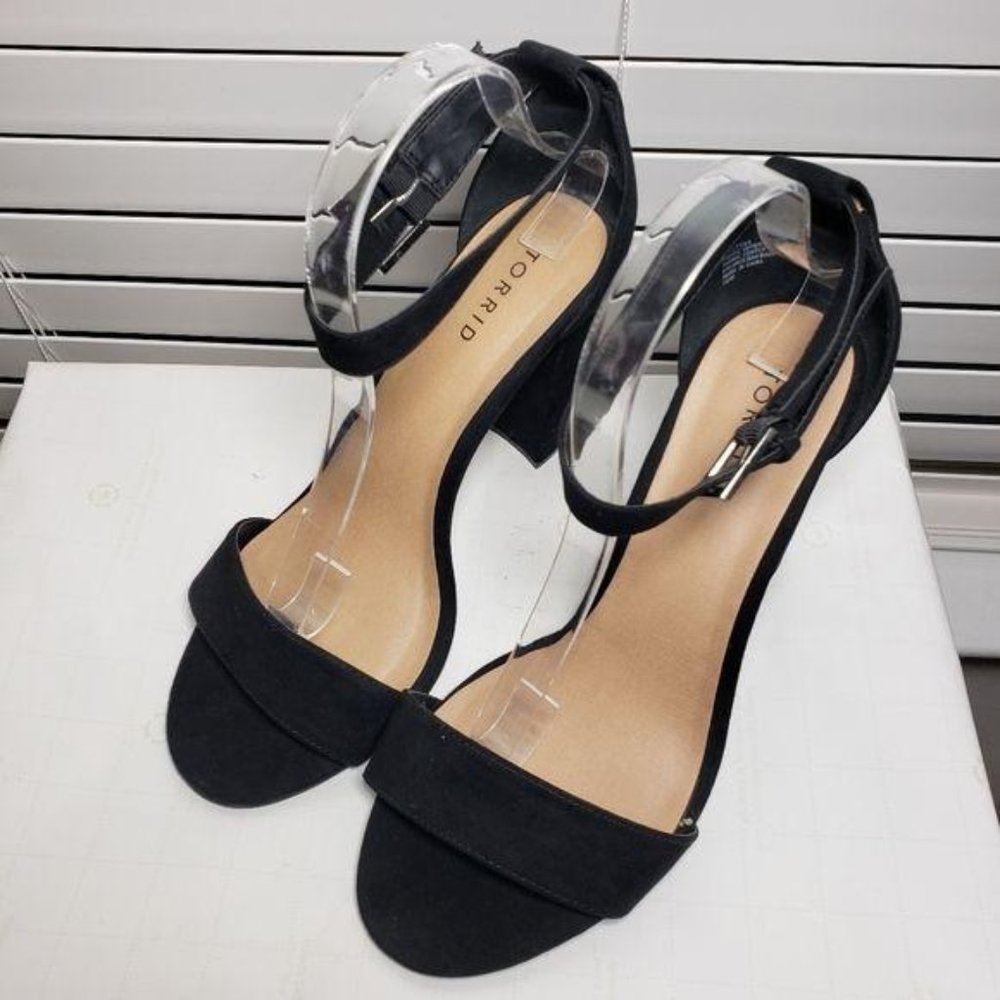 Torrid Black Two Strap Tapered Block Heels - Picture 2 of 11